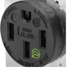HBL9450A 50A 125/250V Straight Blade Receptacle 14-50R 3-Pole 4-Wire Industrial
