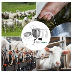3L Goat Electric Milking Machine with 2 Teat Cups,Steel Buckets for Goats