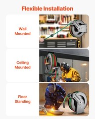 VEVOR Retractable Welding Hose Reel 1/4 in x 50FT Oxygen Acetylene Rubber Hose