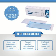 2000(10 boxes)Sterilizer Bags Self Sterilization Pouches, Dental Tattoo,3.5″x10″