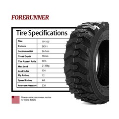 FORERUNNER 10-16.5 Skid Steer Tire (Pack of 1, Tubeless) | FORERUNNER 12 Ply …