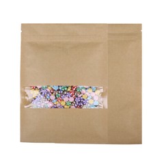 100pc Ink Stampable Kraft Flat Style Zip Lock Bags w/ Window 16x22cm 6.25×8.75in