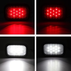 6Pcs 5×3 Rectangle LED Stop/Turn/Tail/Brake & Backup 4 Red + 2 White