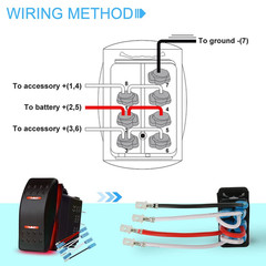 Waterproof Rocker Switch Toggle On-Off-On 12V/20A 24V/10A 7Pin DPDT Red LED Ligh