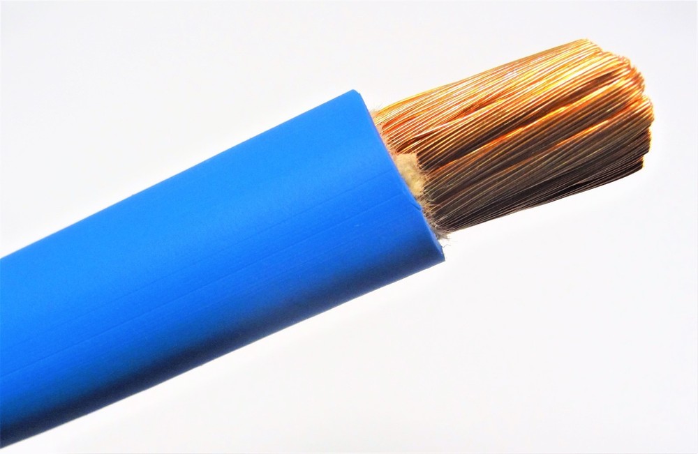 10′ 1/0 AWG WELDING/BATTERY CABLE BLUE 600V MADE IN USA COPPER EPDM JACKET