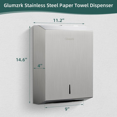 Wall Mount Paper Towel Dispenser Brushed Stainless Steel Large Capacity C Fold Z