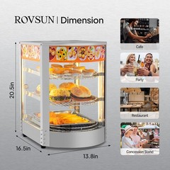 ROVSUN Commercial Food Warmer Display 3-Tiers Countertop Pizza Cabinet w/Light