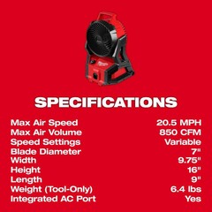 Milwaukee M18 Brushless Packout Fan (Bare Tool)