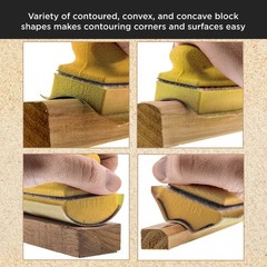 Dura-Gold 12-Piece Contoured 4″ Hand Sanding Block Set, 40 Hook & Loop Sandpaper