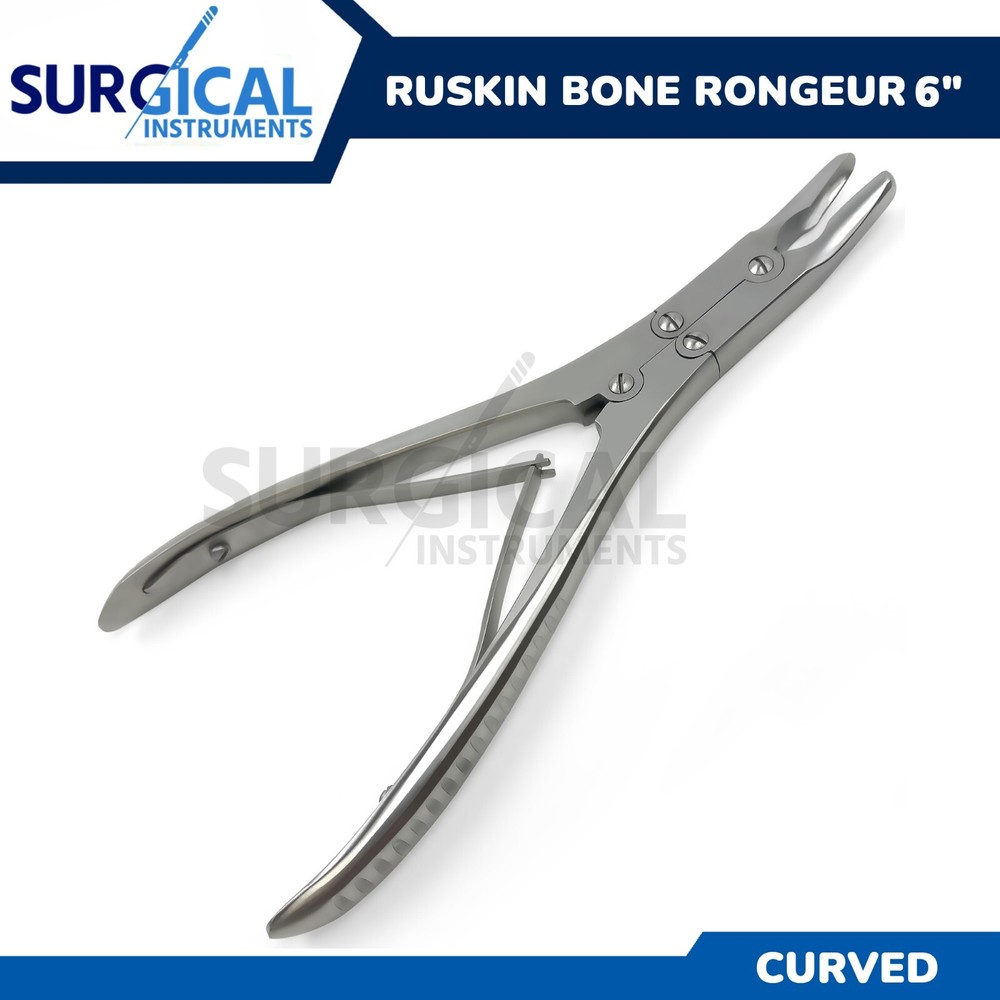 Double Action Bone Rongeur 6″ 15cm SLIGHT ANGLED JAW Surgical ENT German Grade