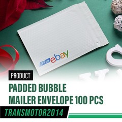 100 Pieces Padded Bubble Mailer Envelope White With Color Logo