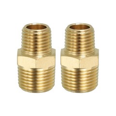 Brass Hex Nipple Pipe Fitting, 2 Pack 3/8″ NPT x 1/4″ NPT Male Couplings