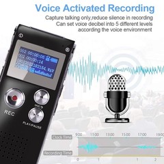16GB Voice Activated Digital Recorder with Playback and Password Protection
