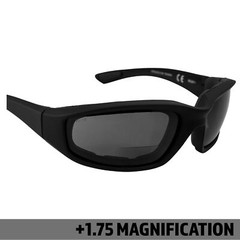 Birdz Eyewear Oriole Bifocal Safety Glasses Padded Black Frame Smoke Lens +1.75