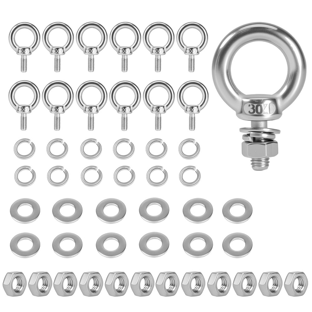 12 Pack M5 Stainless Eye Bolts with Nuts Washers, 0.45″(12mm) Thread Length