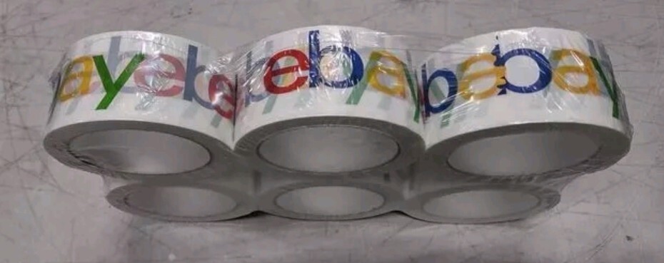 6 ROLLS OF OFFICIAL EBAY BRANDED TAPE L.E. PACKING SHIPPING SUPPLIES 75′ x 2″