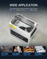 CREWORKS Ultrasonic Cleaner 3L Stainless Steel Industry Heated Heater w/Timer