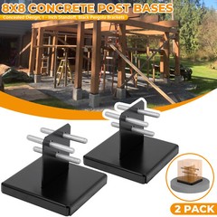 2 Pack 8×8 Post Base for Concrete, Pergola Black Brackets Kit w/ 1-Inch Standoff
