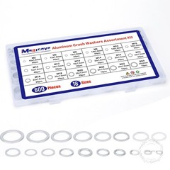 600 Pcs Aluminum Crush Washer Assortment Kit – 18 Sizes Oil Drain Plug Gasket