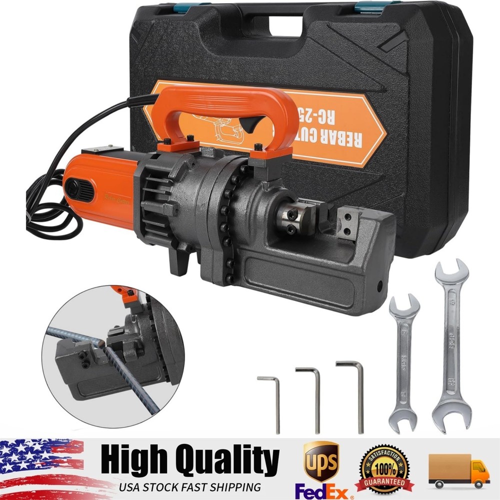 Electric Hydraulic Rebar Cutter, 1700W 110V, Cutting up to 1 in #8 4-25 mm Rebar