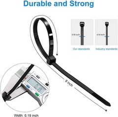 Zip Ties 8 inch Black Zip Ties with 50 Pounds Tensile Strength,Cable Ties,100…