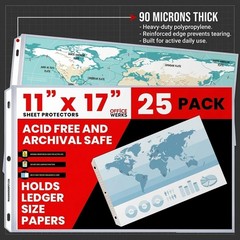 11×17 Sheet Protectors, 25 Pack, Heavyweight, Clear Page Protectors | Side Lo…