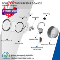 100 PSI Liquid Filled Pressure Gauge Glycerin Low Pressure Meter 0-100 Psi –