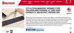 STARRETT No.277-6 Spring-Type Dividers With Round Legs- 6” Size & Capacity. USA