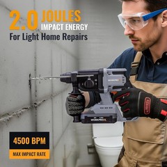 WORKPROX 20V 520W Cordless Brushless Rotary Hammer Drill Kits 7/8″ SDS-Plus 2.0J