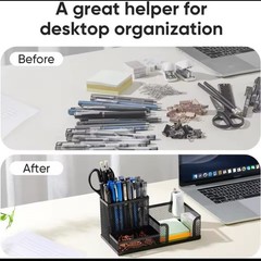 Black Mesh Desk Organizer 3 Tier Storage with Pencil Holder Office Home Use