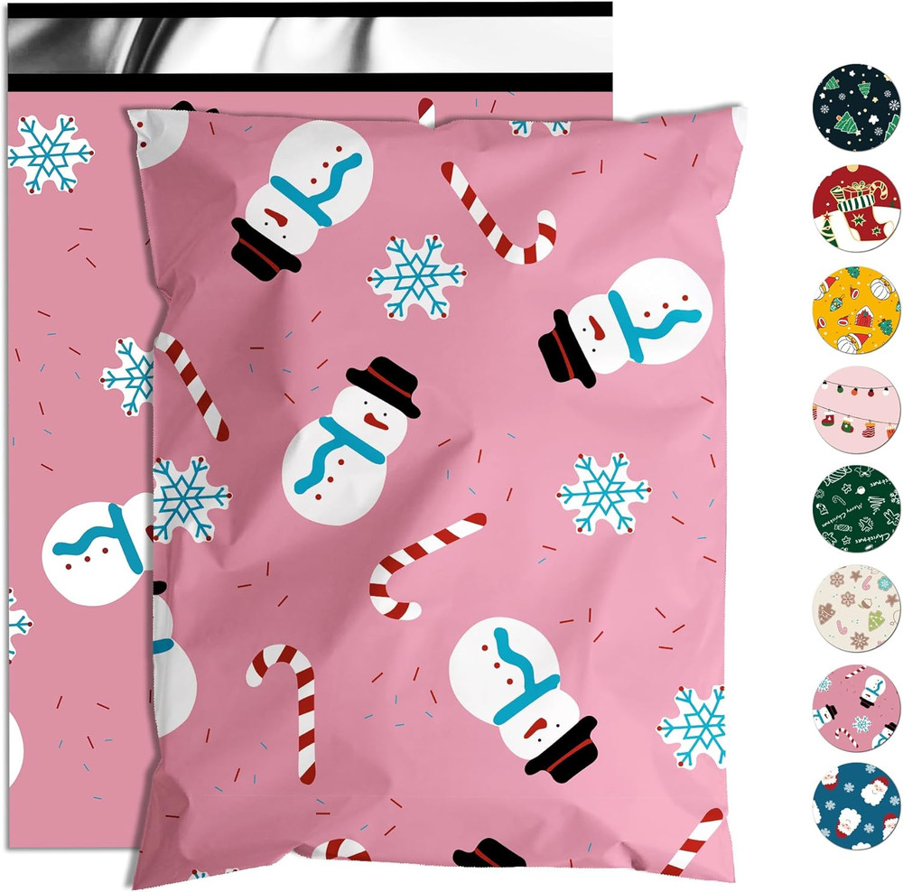 Christmas Poly Mailer – 14.5×19 Inch, 50 Pcs Waterproof Tear-Resistant Mailer Ba