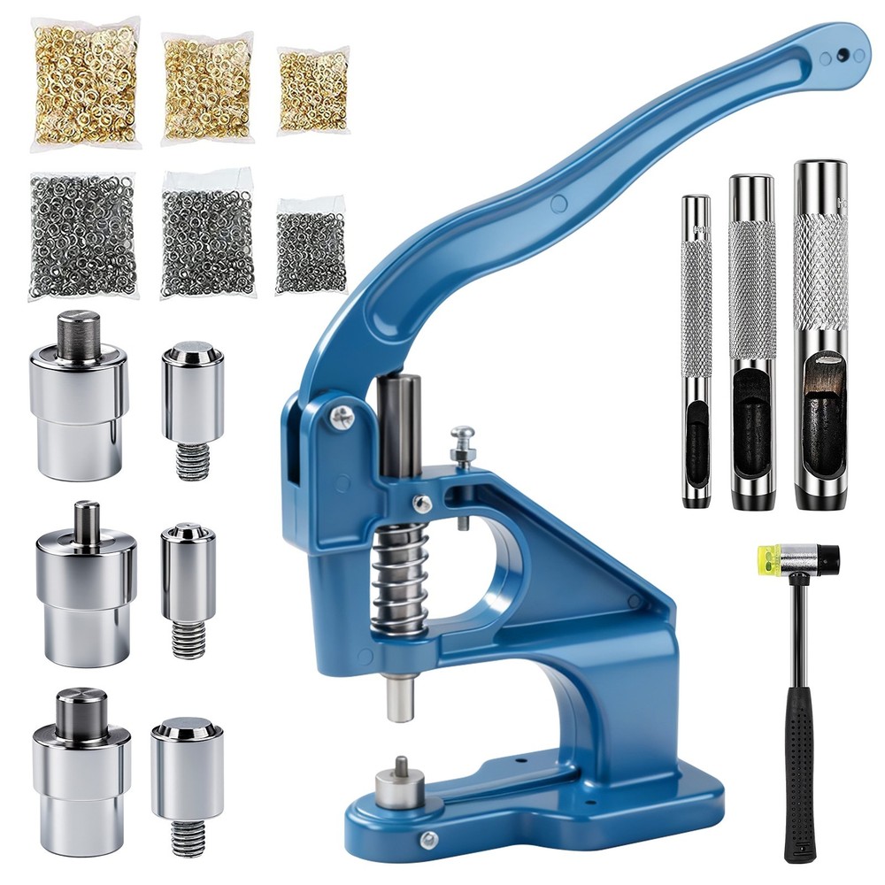 Heavy Duty Hand Press Grommet Machine Kit Eyelet Punch Tool for Banner Curtain