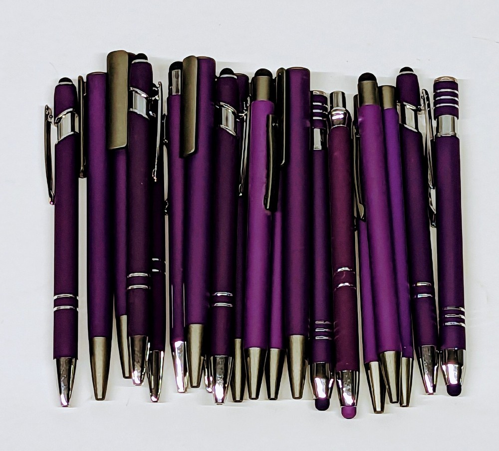 20ct Lot Misprint Metal Retractable Click Pens by Color: PURPLES Violet/Lavender