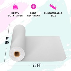Kraft Paper Roll White 18×75 ft 2 Pack Art Craft Drawing Painting Bulletin