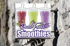 REAL FRUIT SMOOTHIES | Laminated Vinyl Decal Sticker Label