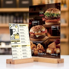 8.5×11 inch Acrylic Sign Holder with Wood Base Vertical Slant Back Display