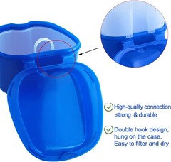 Elegant Dark Blue Travel Mouthguard Cleaning Case with Detachable Drain Basket