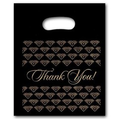 500 Black with Gold Thank You Plastic Retail Handle Shopping Bags 9″ x 11″ Tall