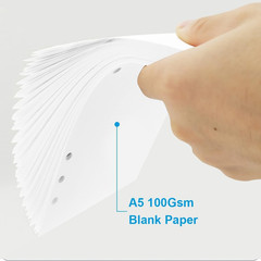 A5 Blank Paper Refill – 6-Hole Punched, 100 Sheets/200 Pages Blank Papers