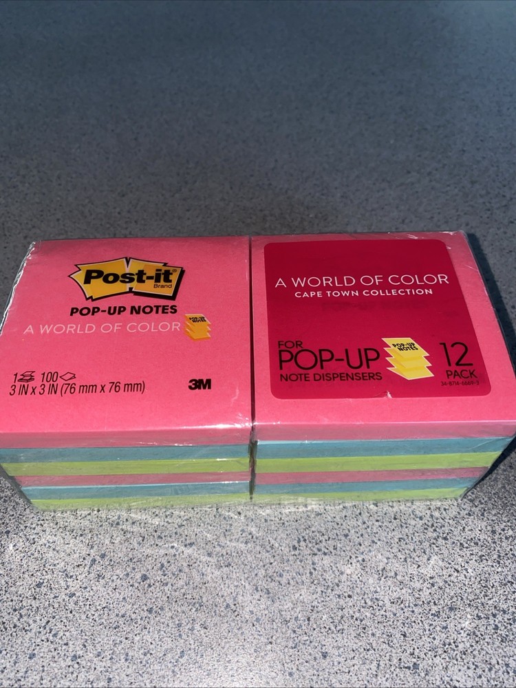 Post-it Notes 653AN Cape Town Collection, 1-3/8 x 1-7/8″, Pack of 12 Pads