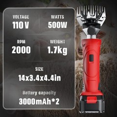 Cordless Electric Professional Sheep Shears, Sheep Clippers with 2 PCS Rechargea