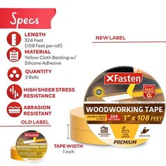 XFasten Double Sided Woodworking Tape, 1-Inch by 36-Yards, 3-Pack – Double Fa…