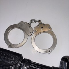 VTG Basketweave Leather Duty Belt w Cuffs Cuff Holder N Accessories 30-32 Inches