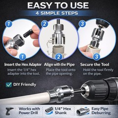 4 in 1 Water Pipe Threader Tool – 1/2″ & 3/4″ & 1″ Dual-Function Internal