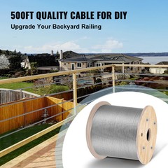 VEVOR T316 1×19 Stainless Steel Cable 500FT 1/8″ Cable Rail Steel Wire Rope