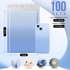 Lightweight Gradient Blue Bubble Mailers 100 Pack – Reliable Self-Seal Packaging