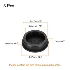 3pcs T-Shaped Silicone Plugs 51.3mm 2″ Dia Snap in Plug Seal Round Black