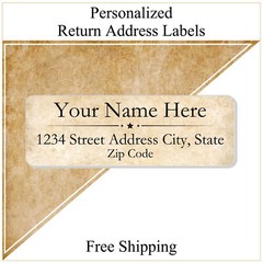 60 Return Address Labels Personalized Printed 3/4 x 2 1/4 Custom Parchment