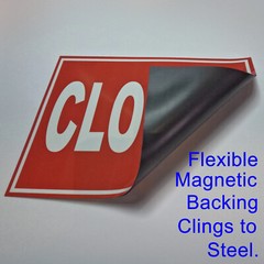 Open and Closed STICKERS or FLEXIBLE MAGNETIC SIGNS decals magnets 7.5×10.75″