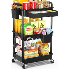 Sunally 3 Tier Rolling Cart Drawer Bathroom Storage Organizer 2 Lockable Wheels